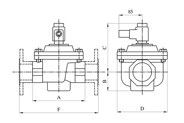 2-2 way low pressure diaphragm type solenoid valve drawing