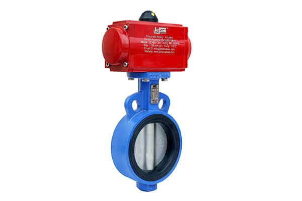 pneumatic actuator operated butterfly valve