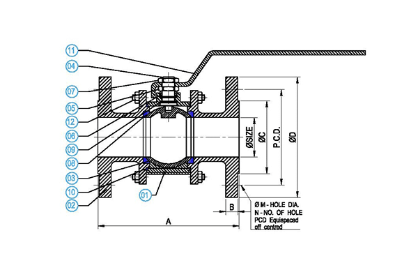 manual ball valve three piece flanged end manufacturer