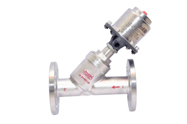 Pneumatic Angle Seat Valve Flanged End